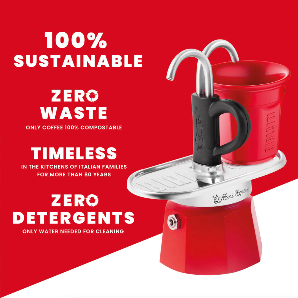 Bialetti Mini Express 'R' Double Serve (2 Cups & 2 Cup Coffee Maker)
